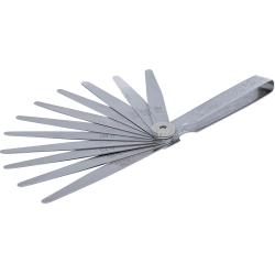 Precision Feeler Gauge with 13 Tapered Stainless-Steel Blades, 0.05–1.0 mm
