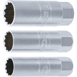 Extra-Thin-Wall Spark Plug Socket Set, 14/16/18 mm, 12-Point, 3/8", 3-Piece