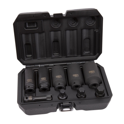Universal Drive Shaft, CV Joint & Wheel Bearing Impact Socket Set 1/2" 12-Point, 9 pcs