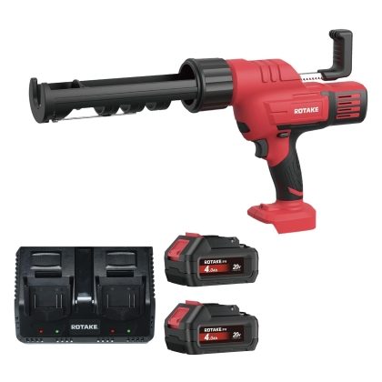 Rotake 8511 Cordless Caulking Gun Set 20V, 2000N, 300–800ml, incl. 2 × 4.0Ah Batteries & Dual Fast Charger