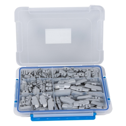 Set greutăți din zinc cu clemă pentru jante din oțel, 225 piese, 5–30 g
