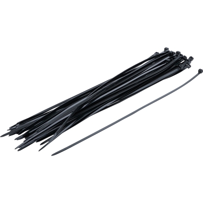 Coliere negre din nailon pentru cabluri, 4,5 × 350 mm, 50 de bucăți