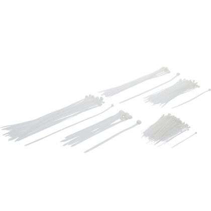 White Cable Tie Assortment, Various Sizes – 250 pcs.
