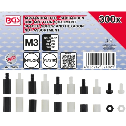 Nylon Standoff Screw and Hex Nut Assortment 300 pcs