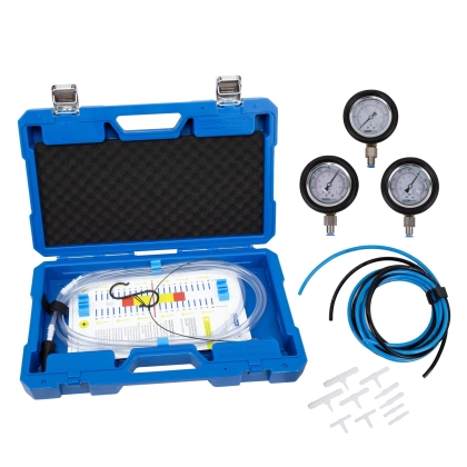 Set diagnostic pentru turbocompresor, ventilație carter și filtru de particule cu manometre și sistem cu coloană de măsurare