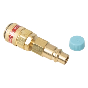 Adaptor cu cuplă rapidă și ventil R134a la R1234yf pentru instalații A/C, drept, înaltă presiune