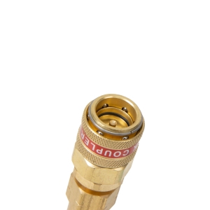 Adaptor cu cuplă rapidă și ventil R134a la R1234yf pentru instalații A/C, drept, înaltă presiune