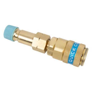 Adaptor cu cuplă rapidă și ventil R134a la R1234yf pentru instalații A/C, drept, joasă presiune