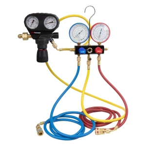 Set starter pentru detectarea scurgerilor A/C cu gaz de formare, R134a înaltă / joasă presiune, cu reductor