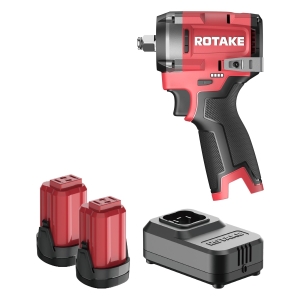 Set cheie de impact cu acumulator Rotake T11 16V, 1/2", 750Nm, 3 viteze, fără perii, cu 2 × acumulatori 2.0Ah și încărcător rapid