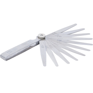 Precision Feeler Gauge with 13 Tapered Stainless-Steel Blades, 0.05–1.0 mm