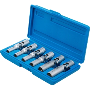 Set universal de chei tubulare articulate pentru bujii incandescente, 3/8", 8–16 mm, 6 piese