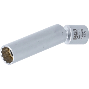Cheie tubulară articulată îngustă pentru bujii incandescente și de aprindere, 1/4" și 3/8", 8–16 mm