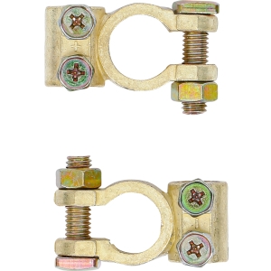 Set cleme din alamă pentru borne rotunde de baterie, plus și minus