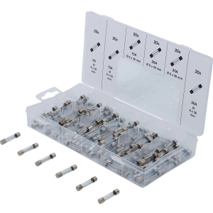 Set siguranțe fuzibile din sticlă cu acțiune lentă, 5–30 A, 120 piese