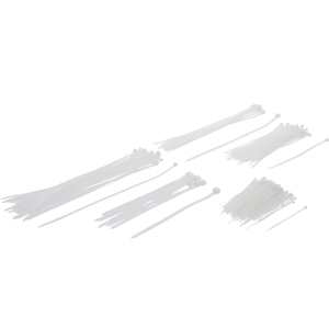White Cable Tie Assortment, Various Sizes – 250 pcs.