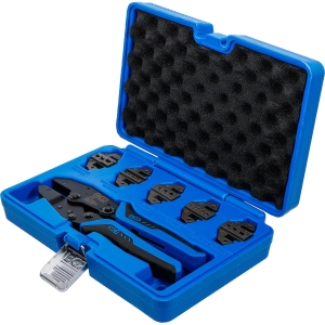 Set clește de sertizat cu clichet și 5 perechi de bacuri