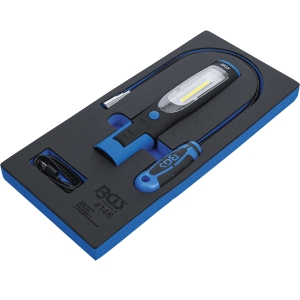 BGS set cu lampă de lucru și recuperator magnetic cu LED, 3 piese