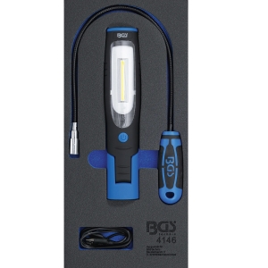 BGS set cu lampă de lucru și recuperator magnetic cu LED, 3 piese