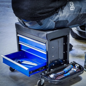 Workshop Rolling Seat with 3 Drawers