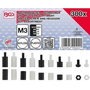 Nylon Standoff Screw and Hex Nut Assortment 300 pcs