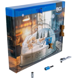 Calendar Advent cu scule, tubulare Gear Lock, biți și clichet articulat 1/4"