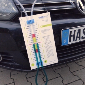 Set diagnostic pentru turbocompresor, ventilație carter și filtru de particule cu manometre și sistem cu coloană de măsurare
