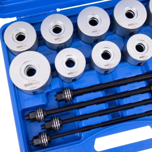 28-Piece Press and Pull Sleeve Set with Trapezoidal Thread Spindles for Bearing and Bushing Installation / Removal